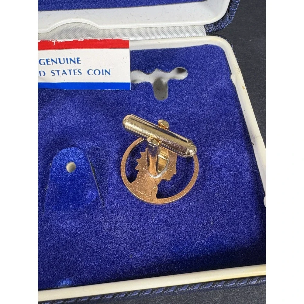 Vintage Swank Indian Head Penny Cufflinks 1902 Cut Coin Design w/ Box USA